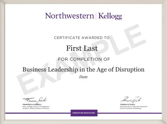 Kellogg Certificate LP Business Leadership in the Age of Disruption