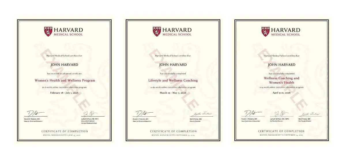 Image to depict sample of the program certificate of Wellness Coaching and Women's Health