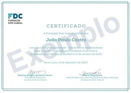 Example image of certificate that will be awarded after successful completion of this program