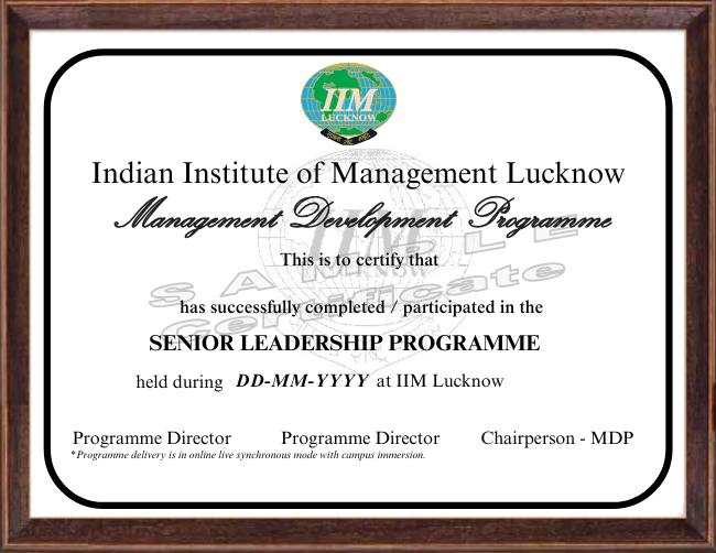 Senior Leadership Programme Certificate