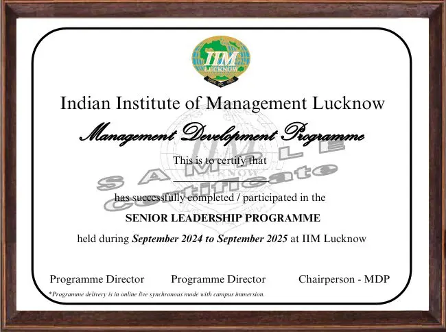 Senior Leadership Programme Certificate