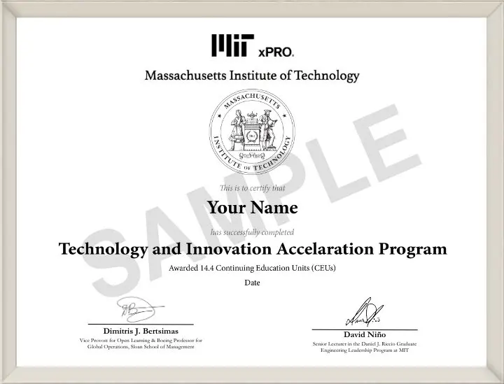 Example image of certificate that will be awarded once you successfully complete the course