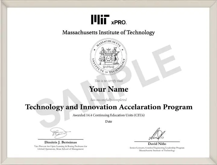 Example image of certificate that will be awarded once you successfully complete the course
