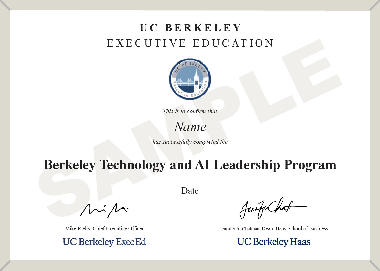 Example image of certificate that will be awarded once you successfully complete the course
