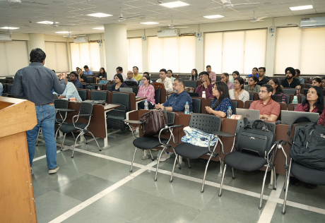 Participants attending an in-person lecture during optional IIT Delhi campus immersion for Applied AI and Machine Learning programme