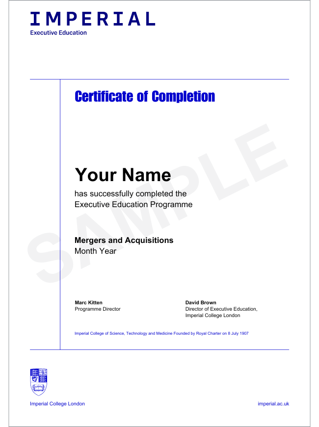 Certificate of completion