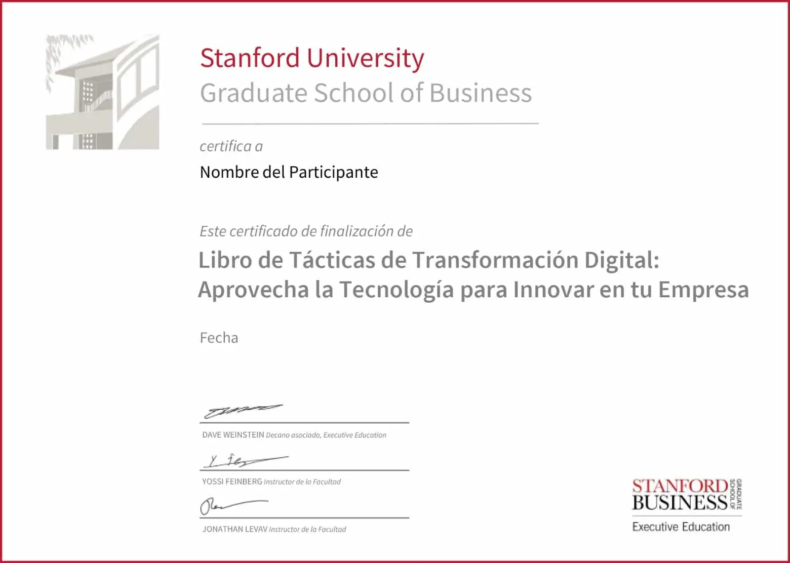 Example image of certificate that will be awarded after successful completion of this program