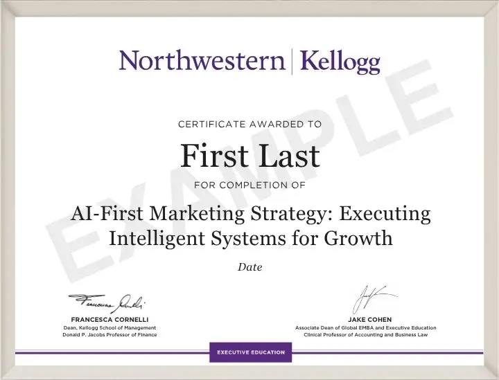 Example image of certificate of participation that will be awarded upon completetion of the program