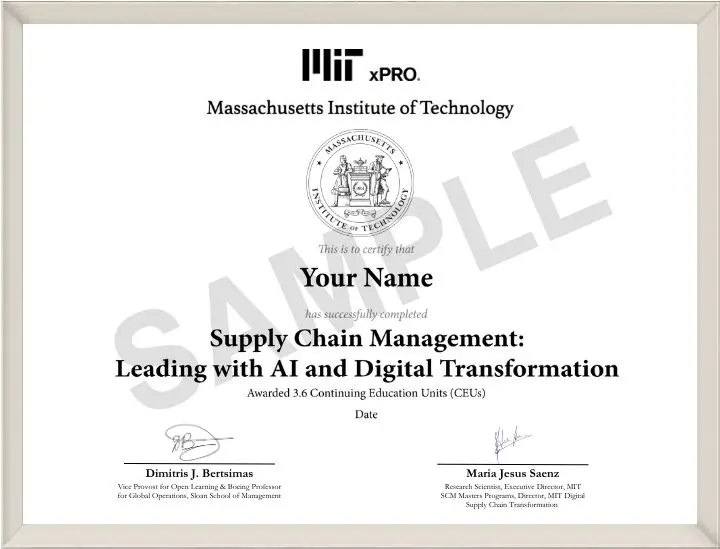 Example image of certificate that will be awarded upon successful completion of the program