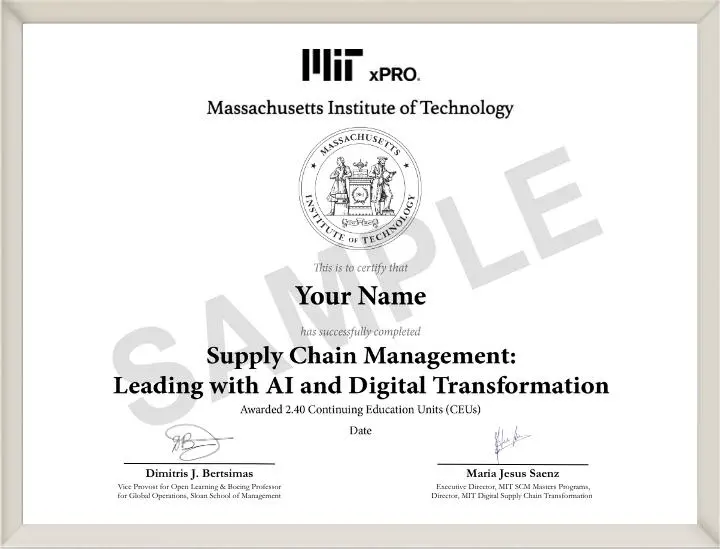 Example image of certificate that will be awarded upon successful completion of the program