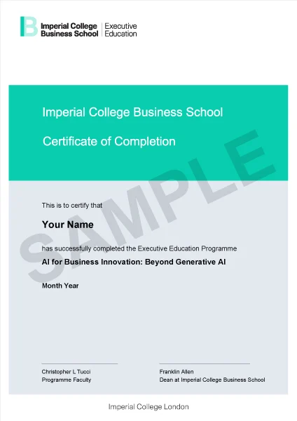 Example image of certificate that will be awarded once you successfully complete the course