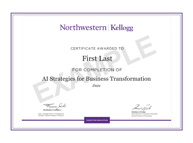 Programme Certificates From Kellogg Executive Education