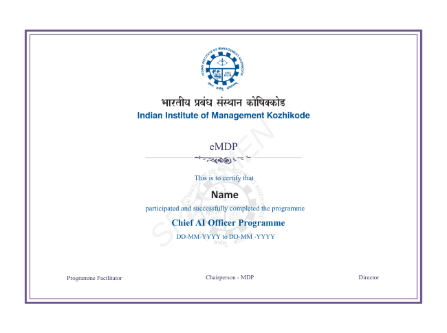 Programme Certificates From IIM Kozhikode