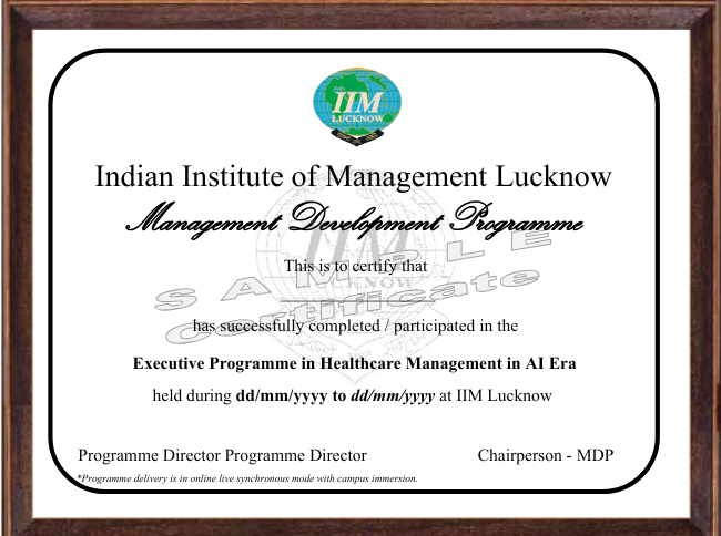 Executive Programme in Healthcare Management in AI Era Certificate
