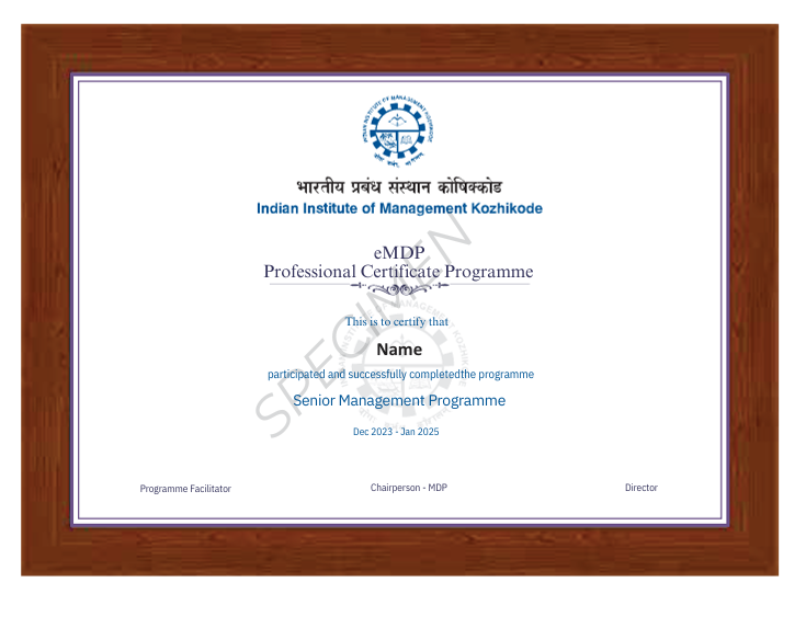 Senior Management Programme Certificate