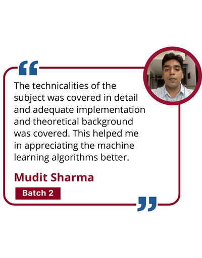 Testimonial from a learner of the IIT Delhi Certificate Programme in Data Science and Machine Learning, sharing their experience completing the online course in Python, statistics, and AI.