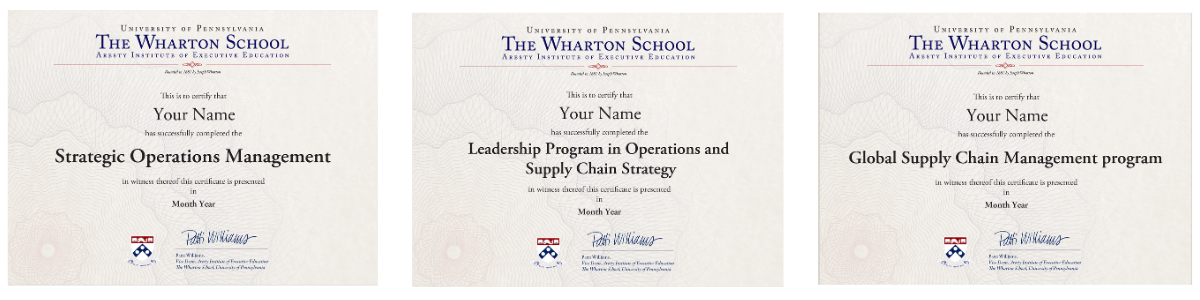 Leadership Program in Operations and Supply Chain Strategy Certificate