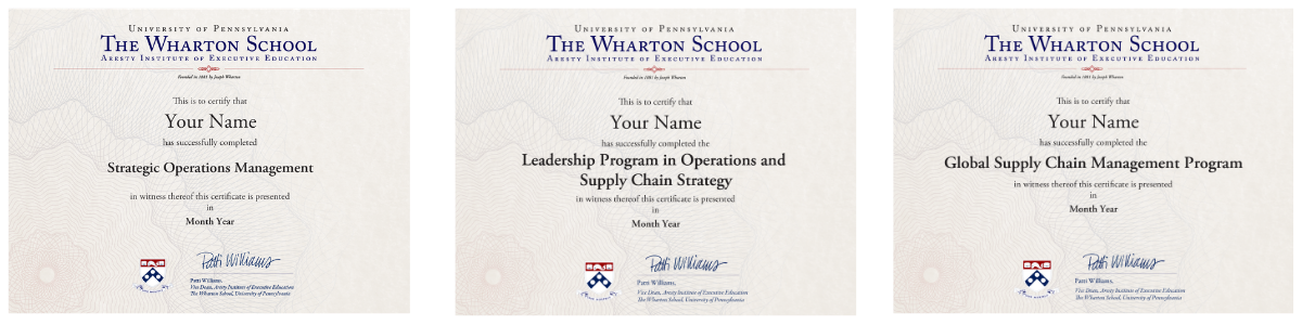 Leadership Program in Operations and Supply Chain Strategy Certificate Leadership Program in Operations and Supply Chain Strategy Certificate