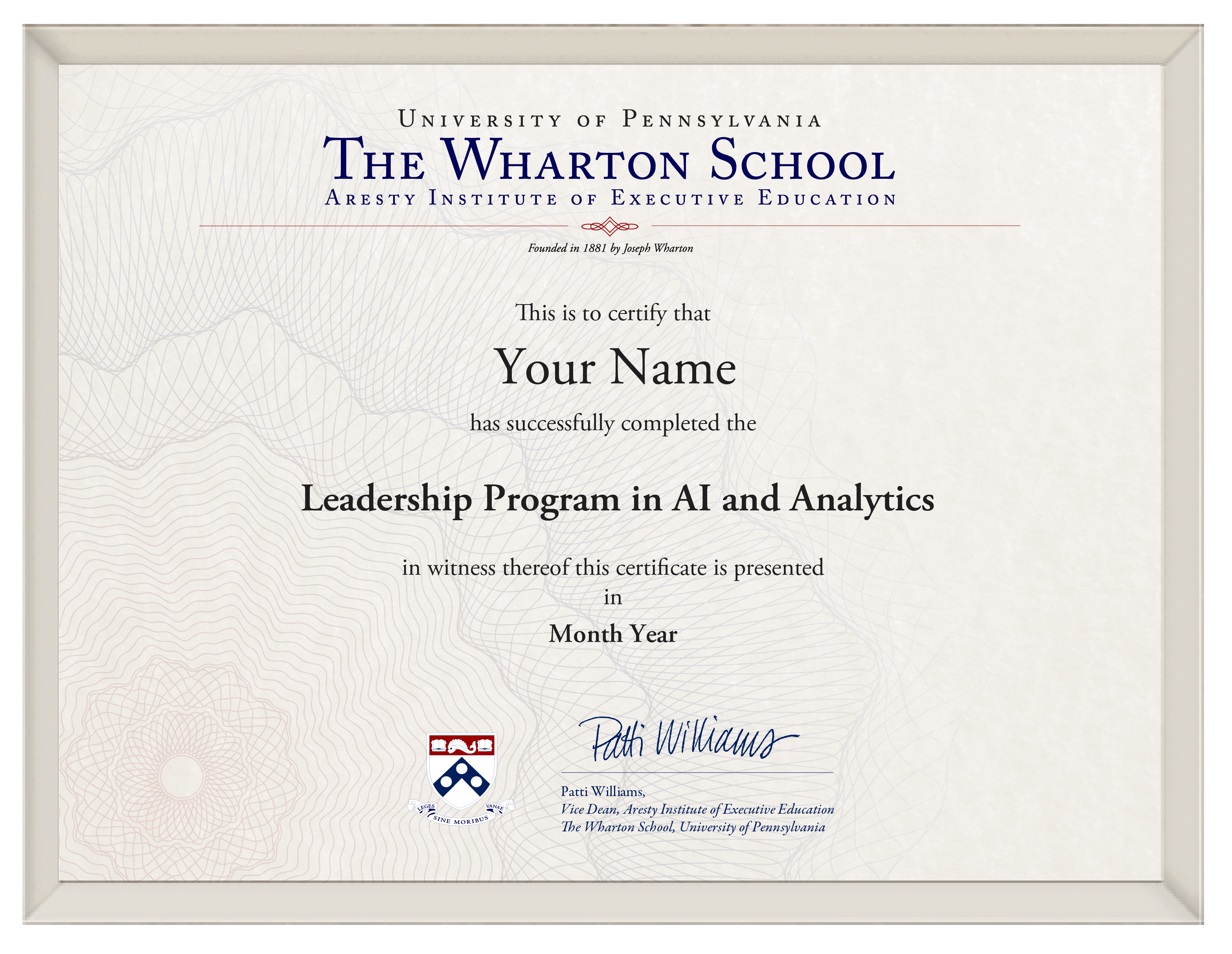 Image to depict sample of the program certificate 
