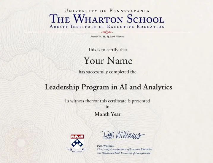 Wharton Leadership Program in AI and Analytics Certificate