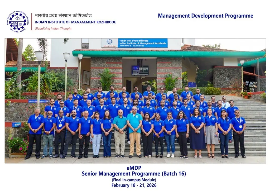 A diverse cohort of senior executives at the IIM Kozhikode campus during the 6-day immersion for the Senior Management Programme