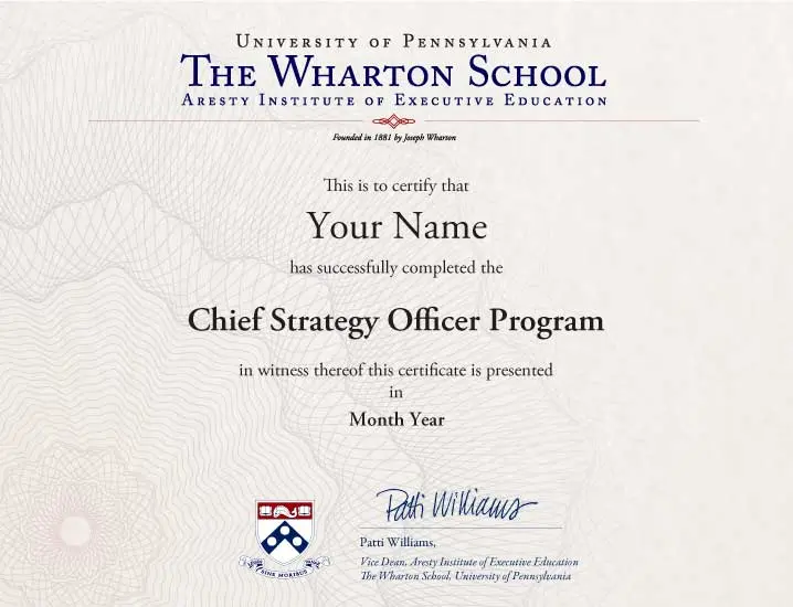 Chief Strategy Officer Program Certificate  