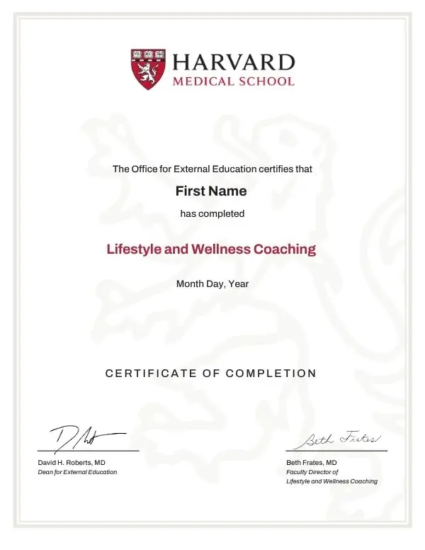 Example image of certificate that will be awarded upon successful completion of the program