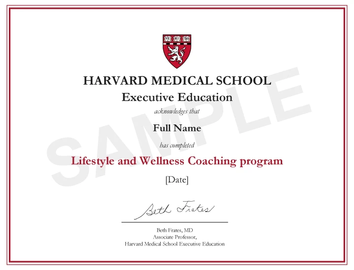 Example image of certificate that will be awarded upon successful completion of the program