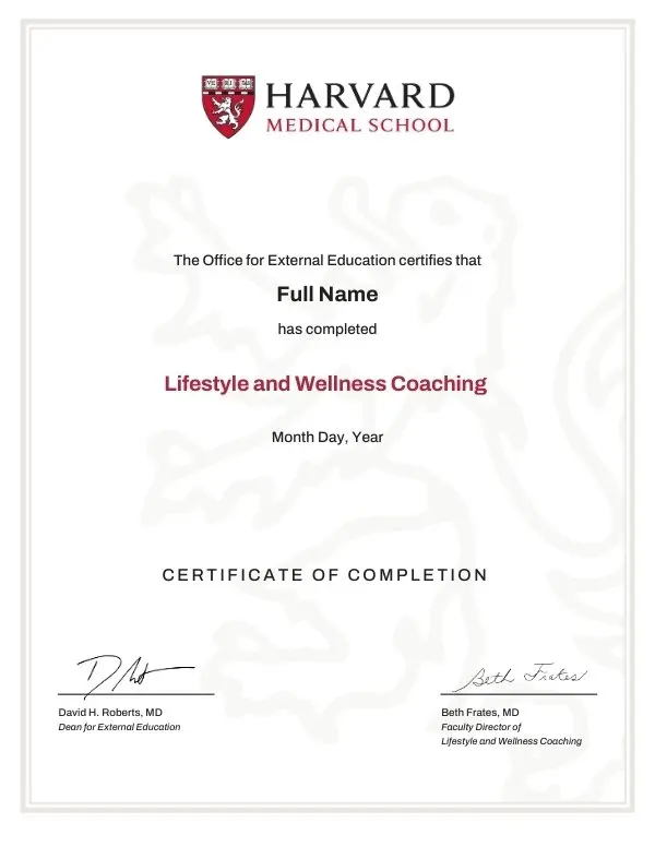 Example image of certificate that will be awarded upon successful completion of the program