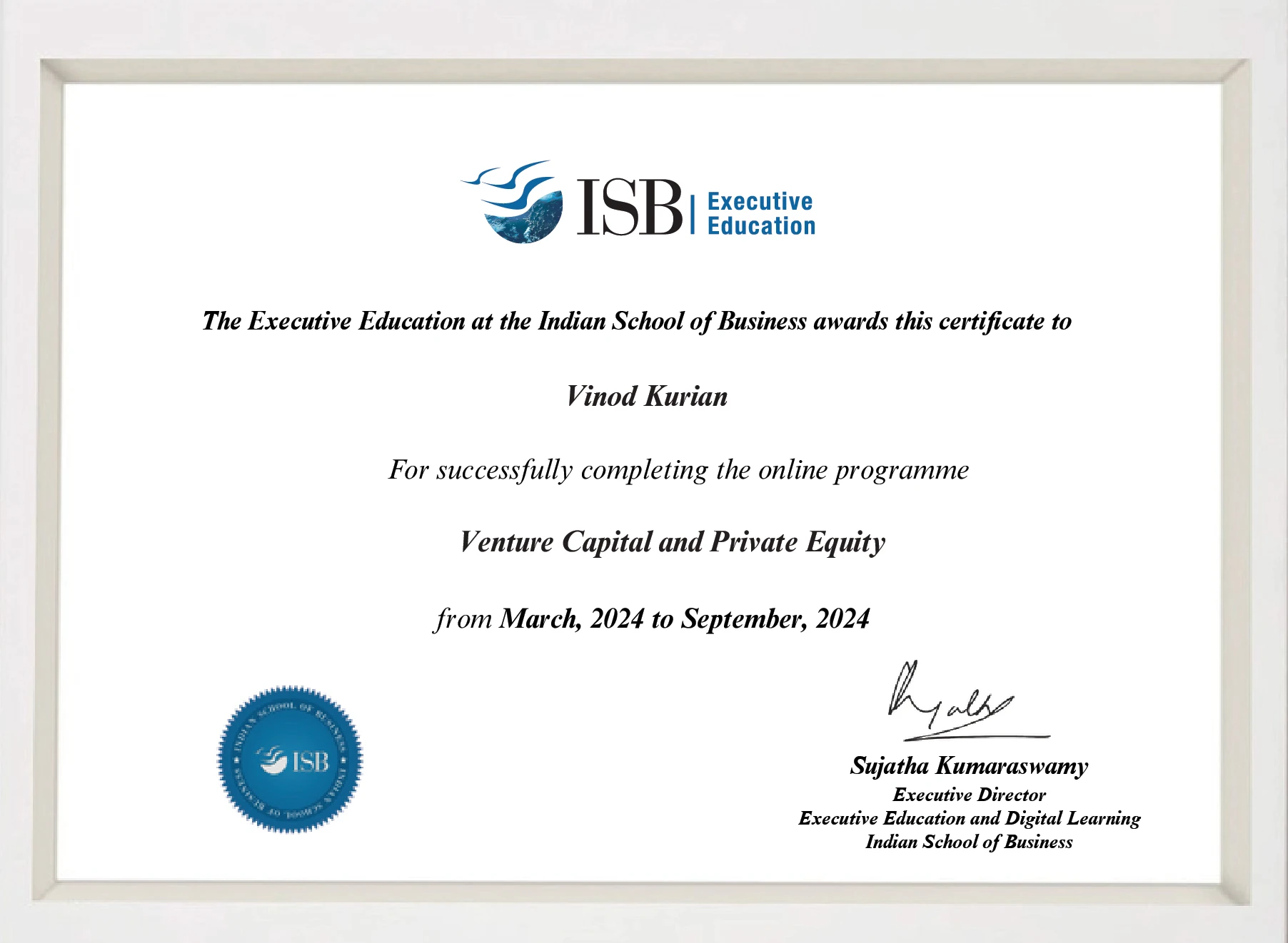 Programme Certificate