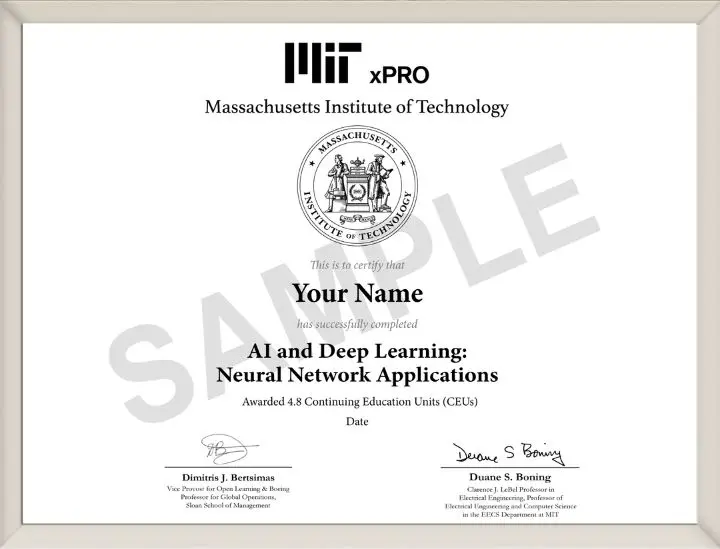 Example image of certificate that will be awarded once you successfully complete the course