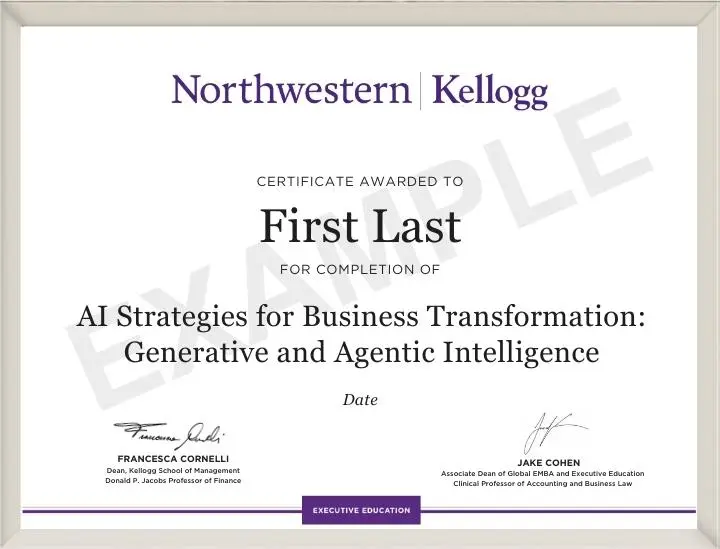 Example image of certificate that will be awarded once you successfully complete the course