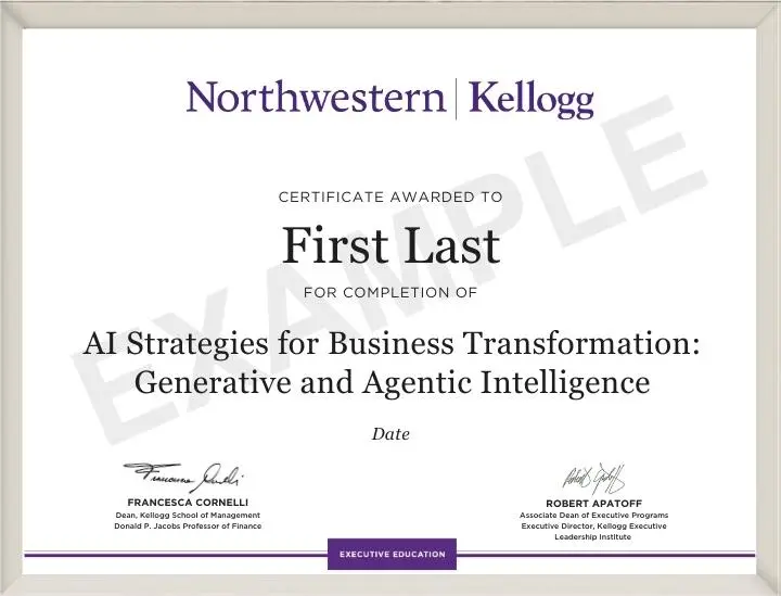 Example image of certificate that will be awarded once you successfully complete the course