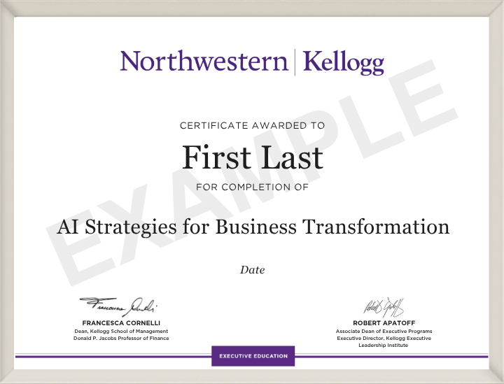 Example image of certificate that will be awarded once you successfully complete the course