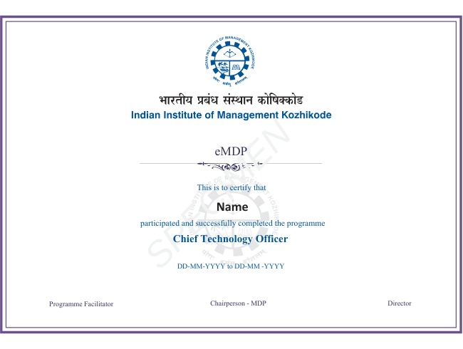Programme Certification by IIM Kozhikode