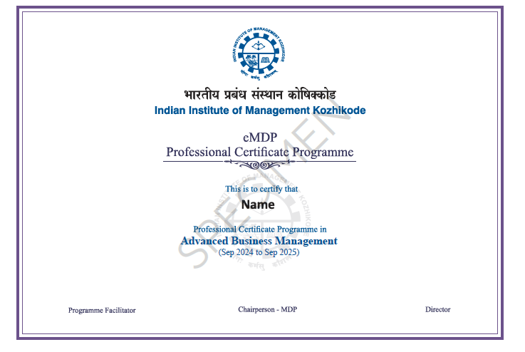 IIM K Certificate