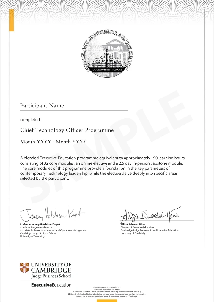Example image of certificate that will be awarded once you successfully complete the course