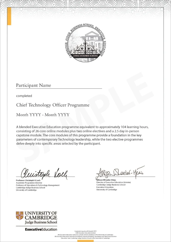 Example image of certificate that will be awarded once you successfully complete the course