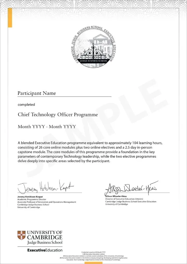 Example image of certificate that will be awarded once you successfully complete the course