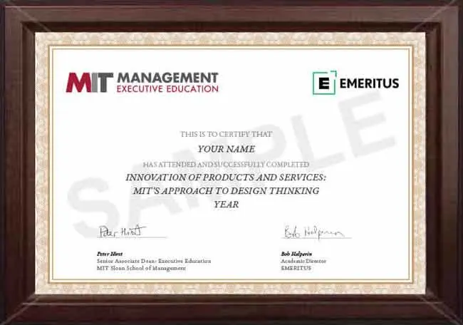 Sample certificate that will be awarded after successful completion of this program