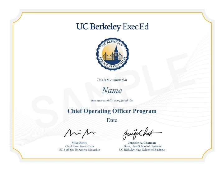 Example image of certificate that will be awarded once you successfully complete the course