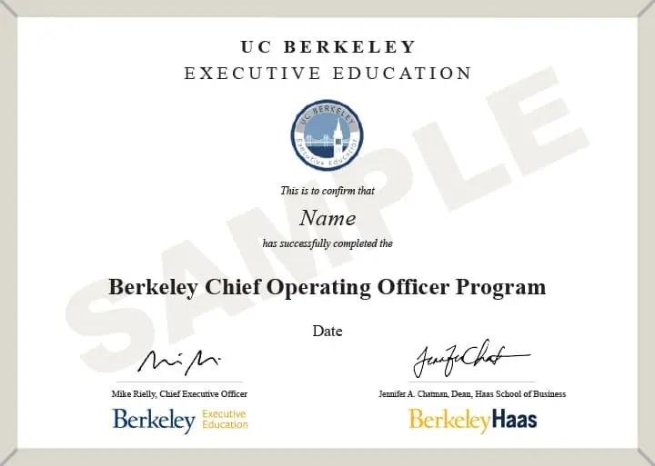 Certificate Of Business Excellence Berkeley