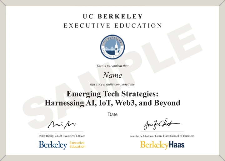 Example image of certificate that will be awarded once you successfully complete the course