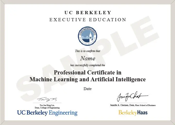 Example image of certificate that will be awarded once you successfully complete the course