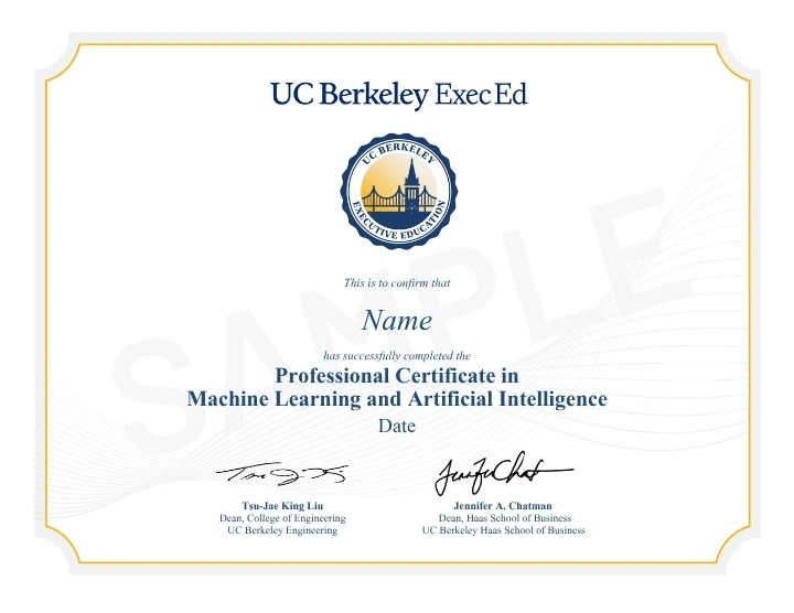 Example image of certificate that will be awarded once you successfully complete the course