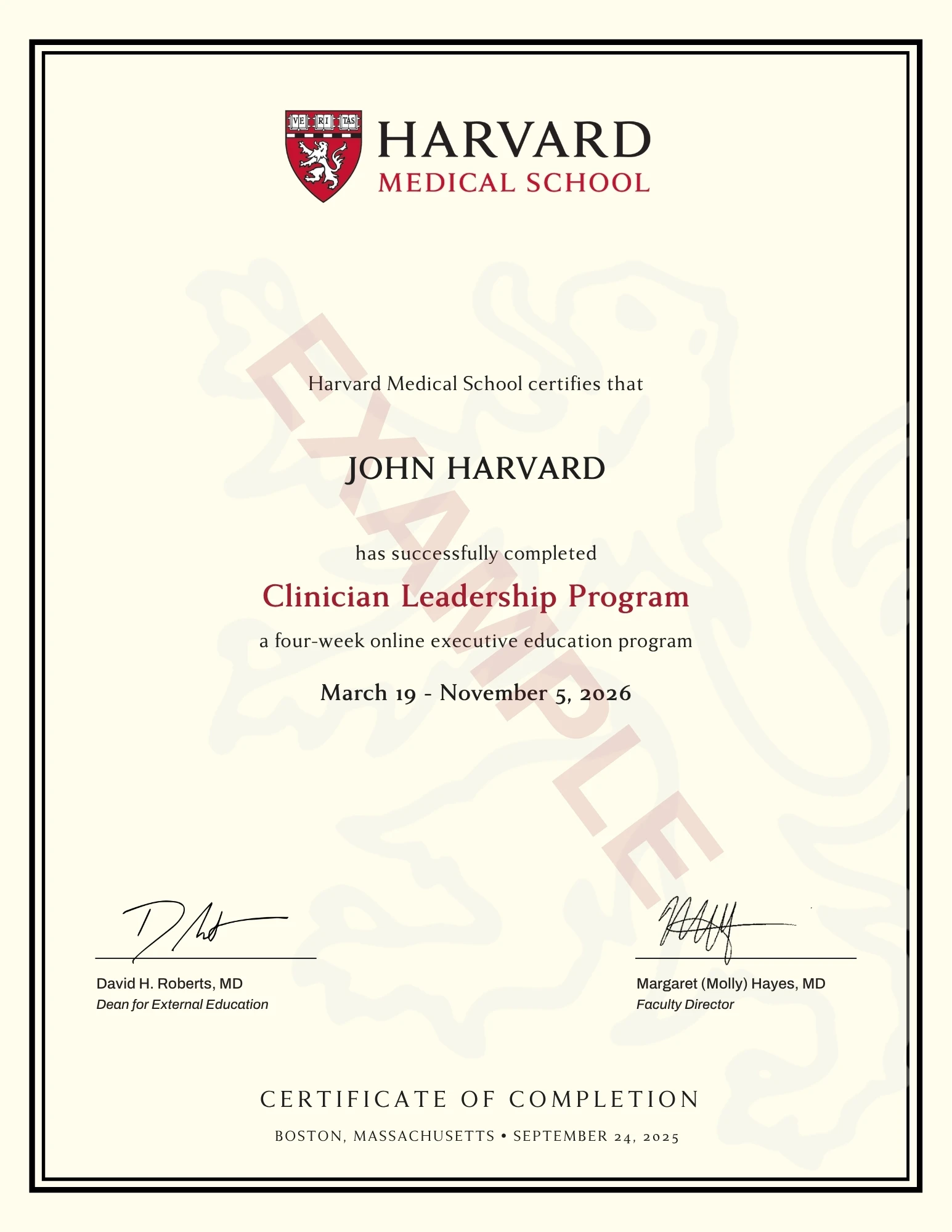Example image of certificate that will be awarded once you successfully complete the course