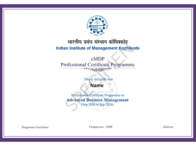 IIMK Kozhikode Certificate