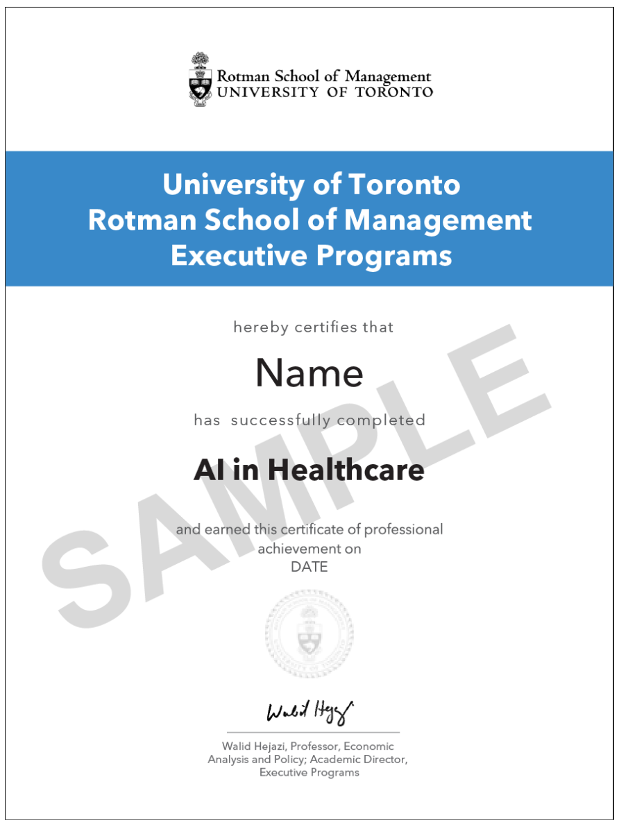 Example image of certificate that will be awarded once you successfully complete the course