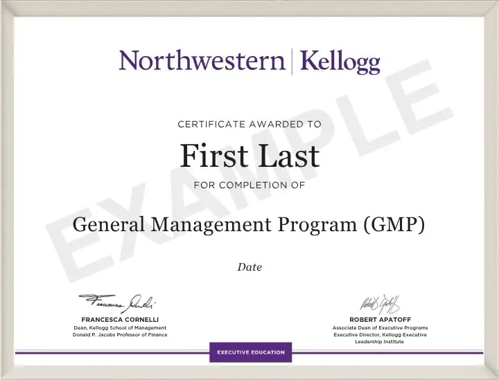 Example image of certificate that will be awarded upon successful completion of the program 
