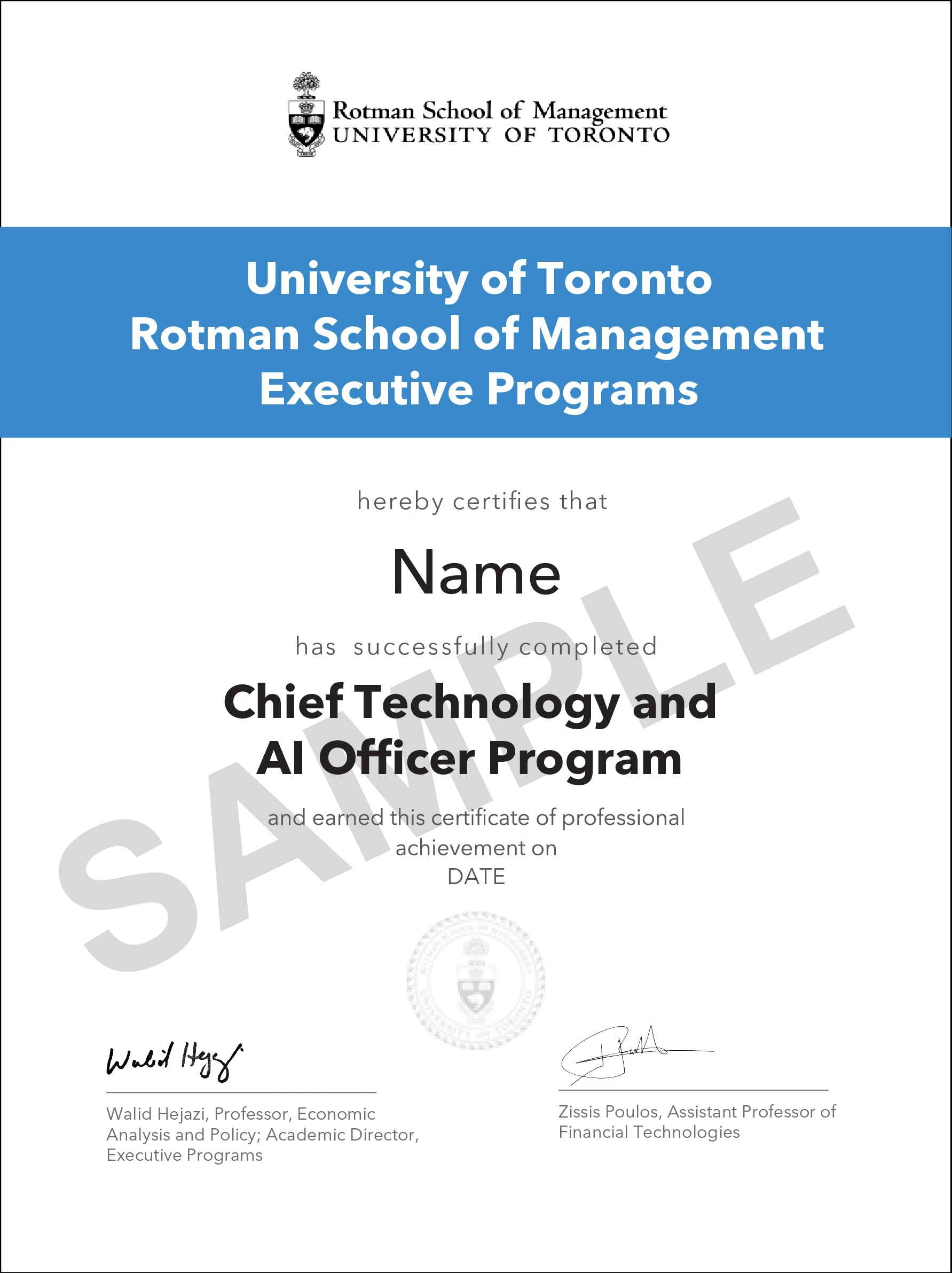 Example image of certificate that will be awarded once you successfully complete the course